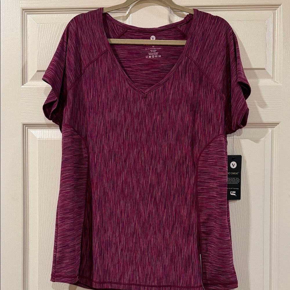 Women’s Heathered Plum V-Neck Active Top